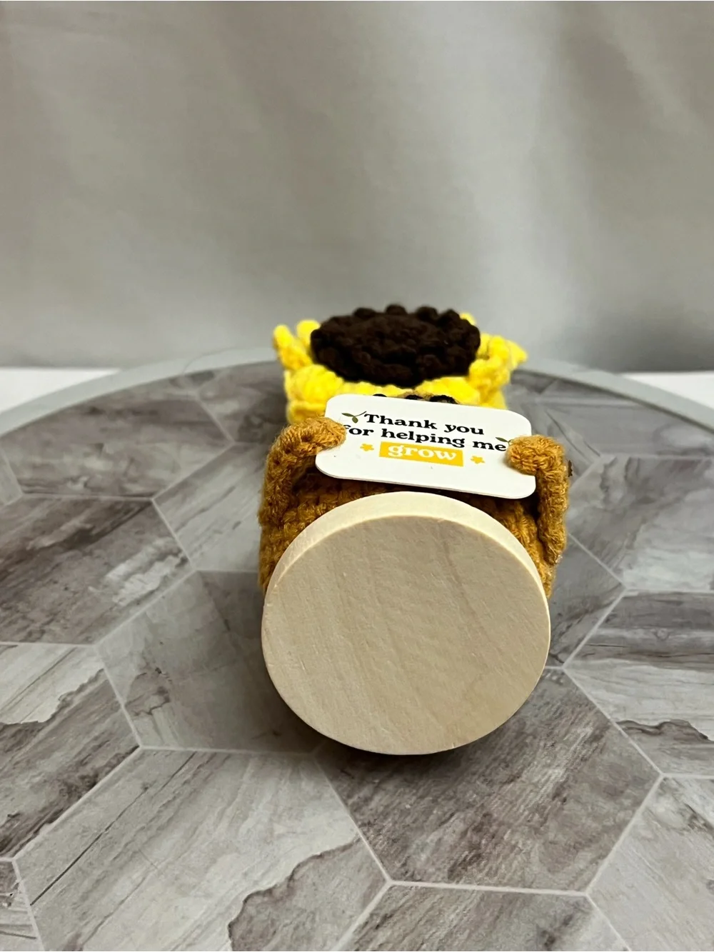The Gifty Positive Sunflower Crochet “Thank You for Helping Me Grow” Gift
